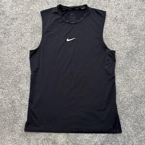 Nike Pro Dri-FIT Shirt Mens Medium Black Sleeveless Slim Fit Athletic Gym Top